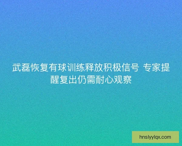 武磊恢复有球训练释放积极信号 专家提醒复出仍需耐心观察