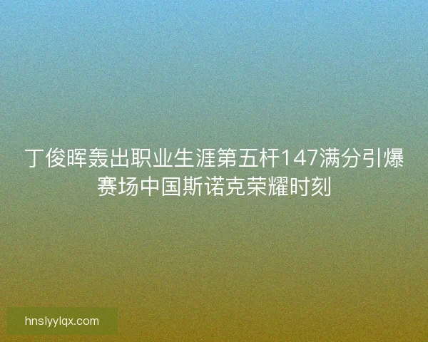 丁俊晖轰出职业生涯第五杆147满分引爆赛场中国斯诺克荣耀时刻